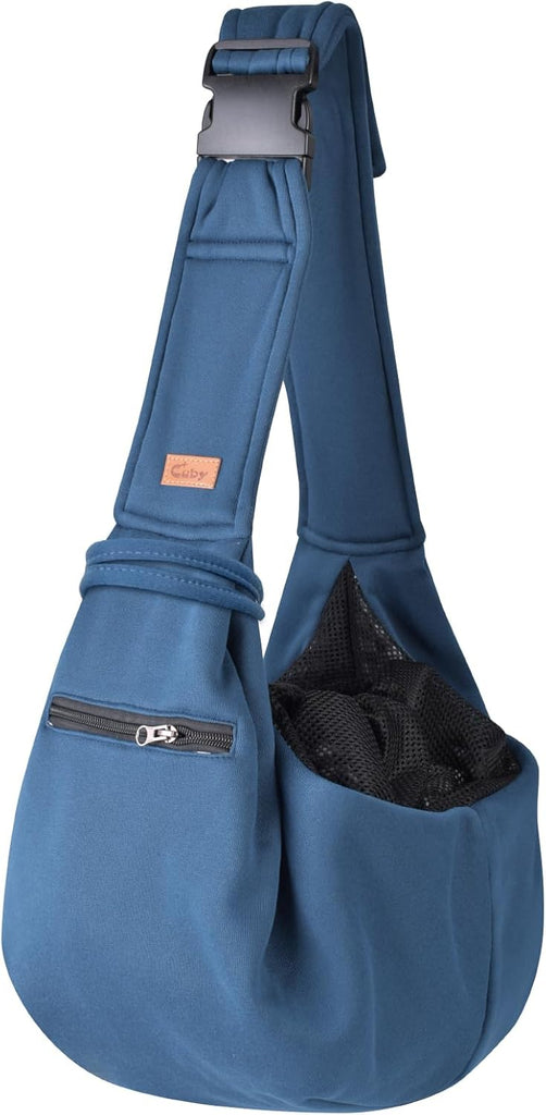 CUBY Dog and Cat Sling Carrier - Small Dog Carrier Sling with Adjust Strap & Zip Pocket, Hands Free Soft Dog Slings for