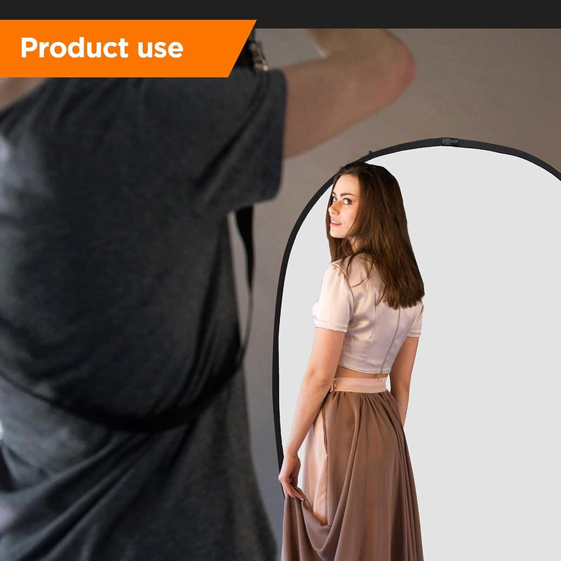 Hahawalker Portable Chromakey Black/White Backdrop with Stand,59 * 39 inch Pop Up Collapsible Backdrop,Foldable Black&White Screen 2 in 1 Backscreen for Photo and Video Shooting,Gaming (Black & White)