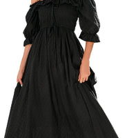 R.Vivimos Women Summer Cotton A Line Flowy Long Dresses, Black#2, Medium