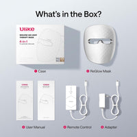 Ulike ReGlow - Máscara de Terapia de Luz LED, Terapia de Luz Roja para Cara, 4 Modos con Luces Rojas, Azules, Amarillas e Infrarrojas para Reducir el Acné y Antienvejecimiento, Protección para los