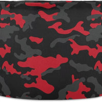LEANSHSA Red Black Camo Print Collapsible Round Storage Basket with Handles