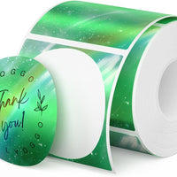 FLYQGGO 2-Inch Holographic Thermal Stickers - Rainbow Glitter Finish, Water-Proof & Tear-Resistant Label, No Residue Removable Label for Price/Name Tag, Logo Design, Aurora Dark Green(200Pcs/Roll)