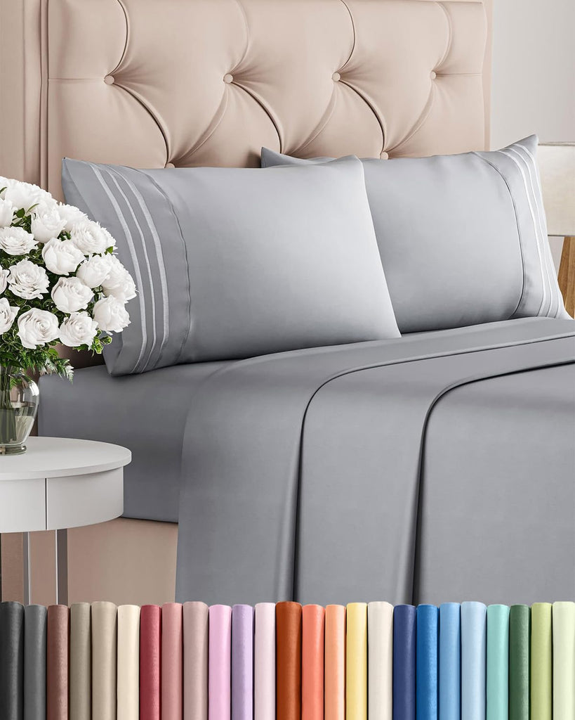 Full Size 4 Piece Sheet Set - Breathable & Cooling Sheets - Steel Blue