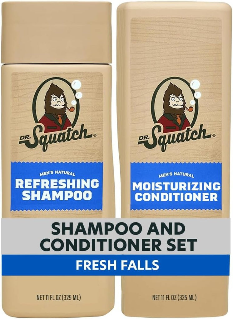 Dr. Squatch Paquete de cabello natural para hombres, cabello saludable y de aspecto completo, champú Fresh Falls (11 onzas líquidas), acondicionador Fresh Falls (11 fl oz)