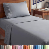 Twin XL 3 Piece Sheet Set - College Dorm Room Essentials - Steel Blue