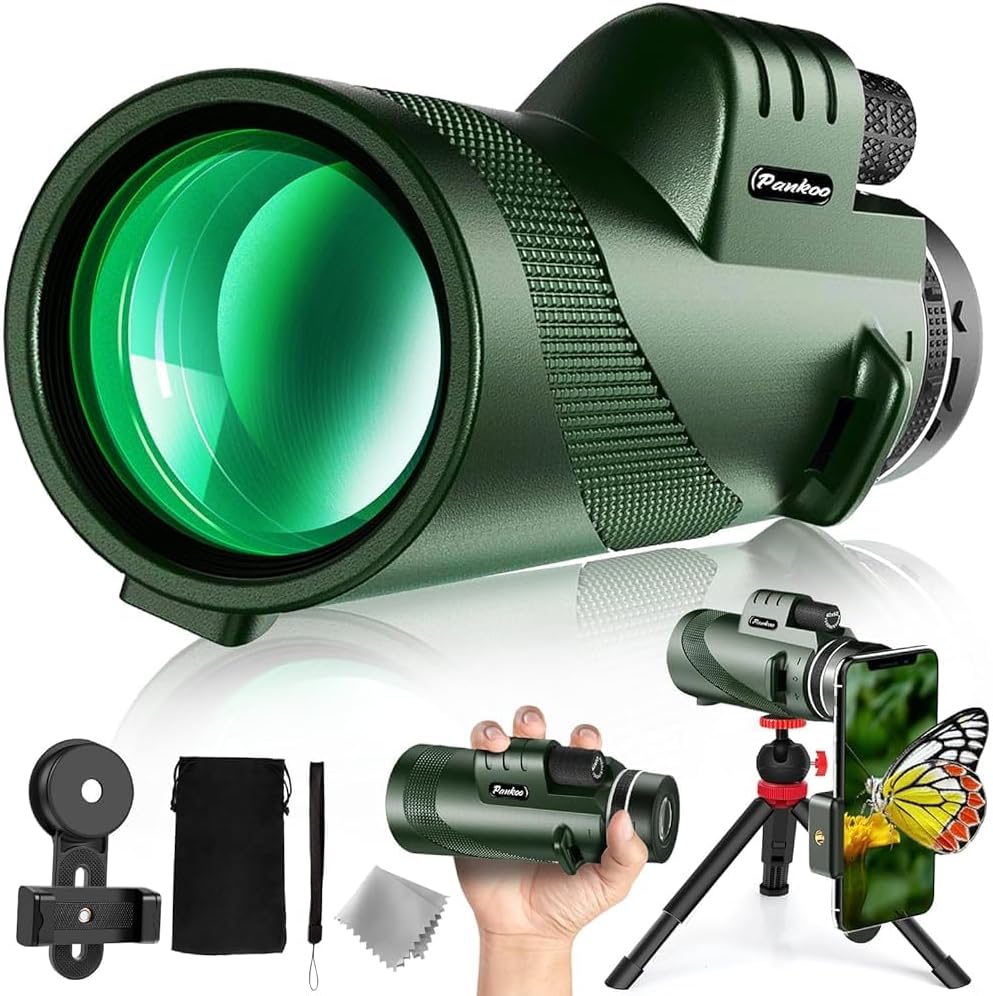 40X60 High Power Monocular Telescope with Tripod & Phone Adapter, HD Low Light Vision for Adults, Perfect for Wildlife W