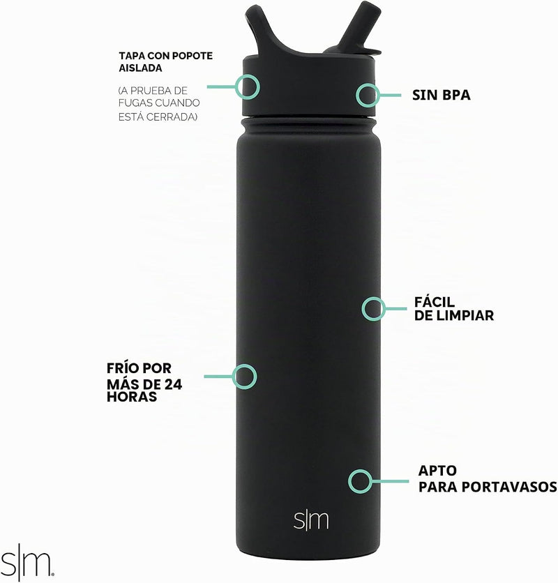 Simple Modern Water Bottle with Straw Lid Vacuum Insulated