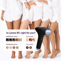 MICHAEL TODD Beauty - Depilación láser IPL Lumos para mujeres y hombres, tecnología Coolmax de 50 °F, 999,999 flashes, 3 en 1 con sensor de piel para depilación casi indolora y permanente