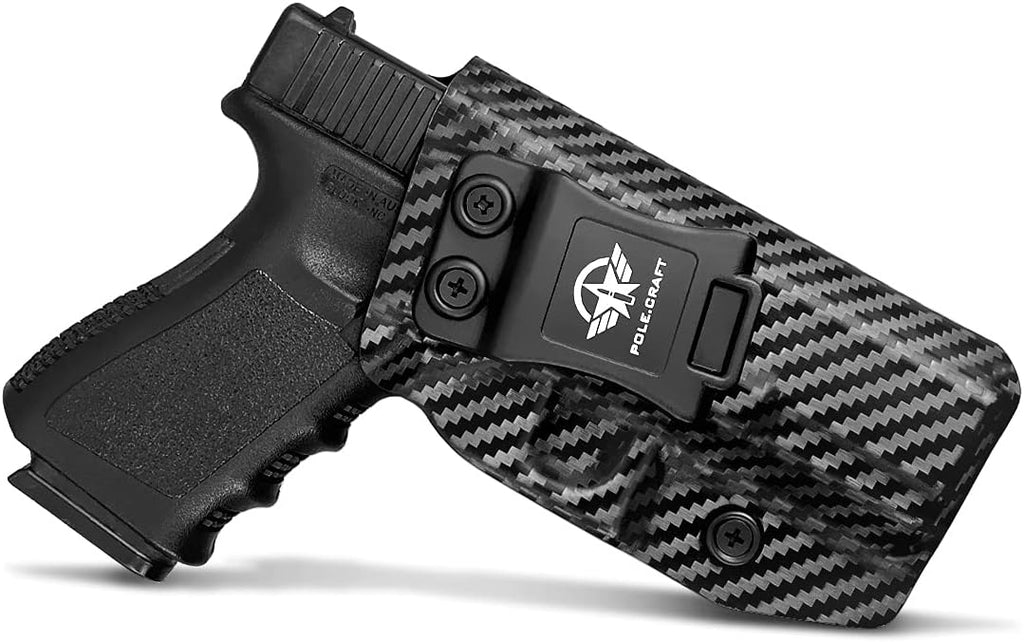 POLE.CRAFT Carbon Fiber IWB Kydex Holster Fits: Glock 19 19X 25 44 45 (Gen 1 2 3 4 5) & Glock 23 32 (Gen 3 4) - Inside W