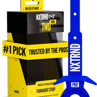Nxtrnd Two Pro Football Mouth Guard, Permanent Strap, Fits Adult & Youth (Blue)