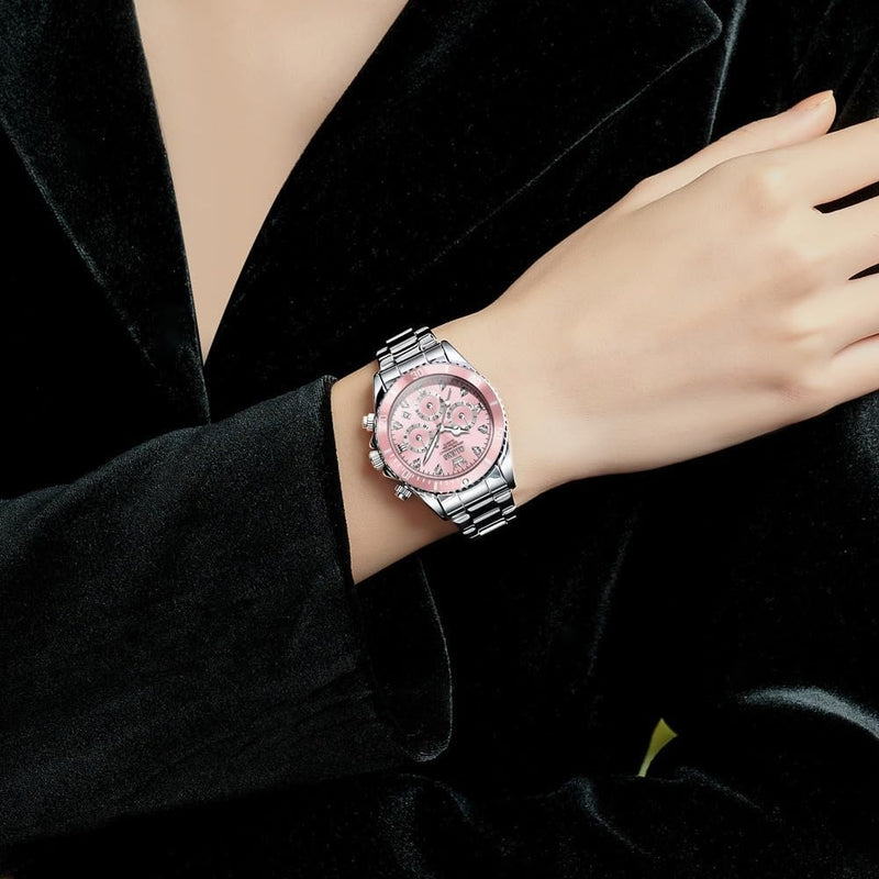OLEVS Womens Watch Fashion Dress Diamond Female Watches for Ladies Analog Stainless Steel Waterproof Luminous Day Date Two Tone Wristwatch