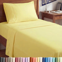 Twin XL 3 Piece Sheet Set - College Dorm Room Essentials - Yellow