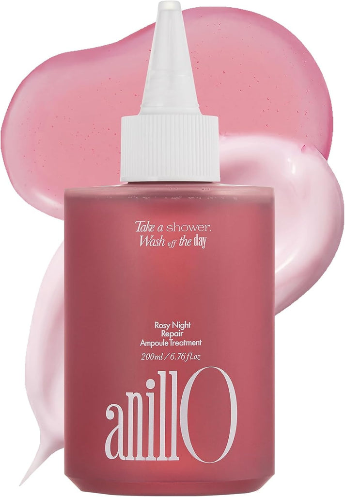 ANILLO Tratamiento Rosy Night de ampollas capilares para cabello dañado – Fórmula de reparación de agua a crema con péptidos y aminoácidos – Control del encrespamiento, seguro para el color, sin silic