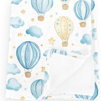 Wicbfdfv Cute Hot Air Balloon Stars Blue Baby Boy Girl Blankets Balloons Cloud Swaddle Blankets Flannel Receiving Blanke