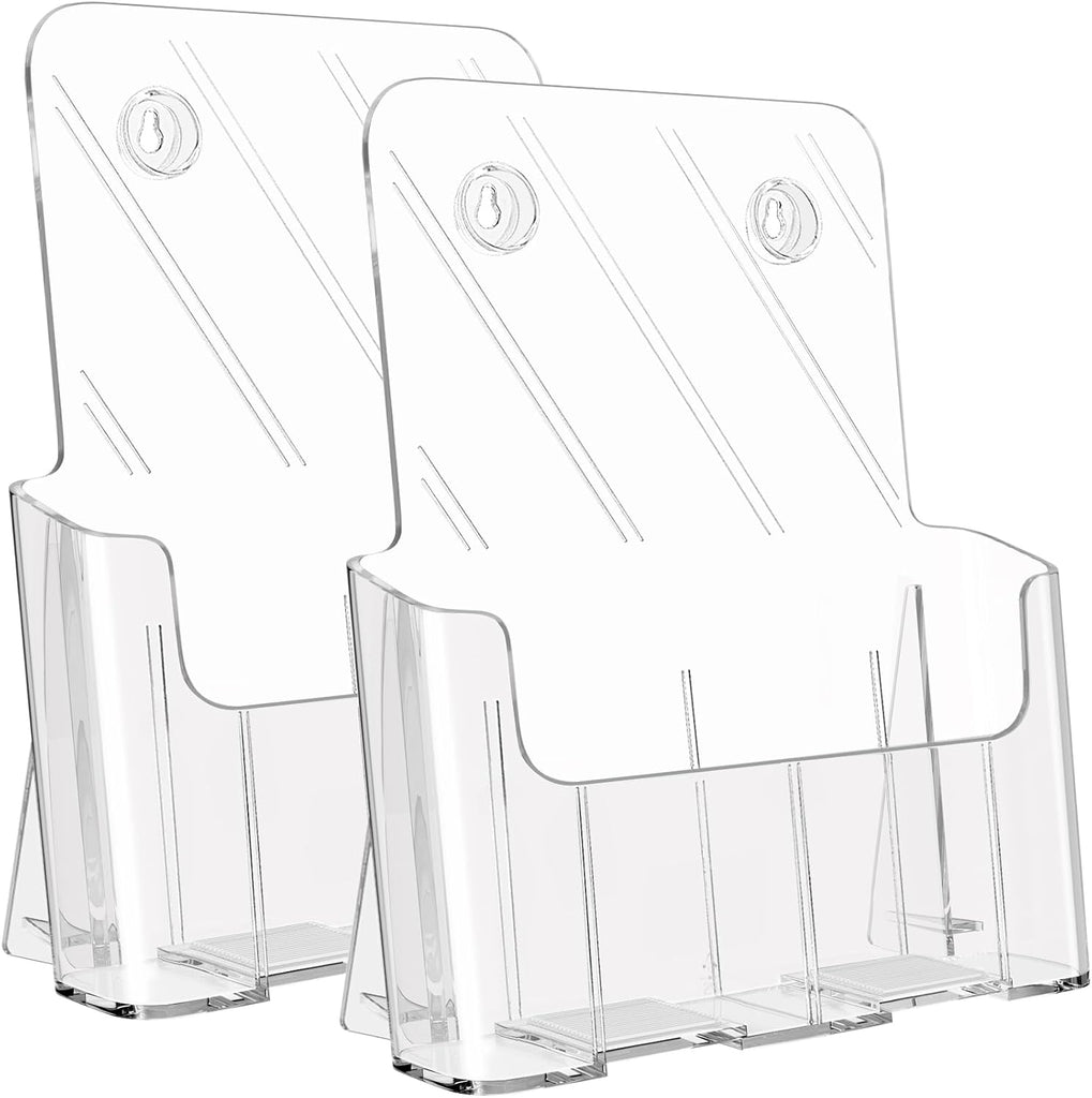 KTRIO Acrylic Brochure Holder 8.5 x 11, 2 Pack Literature Display Stand