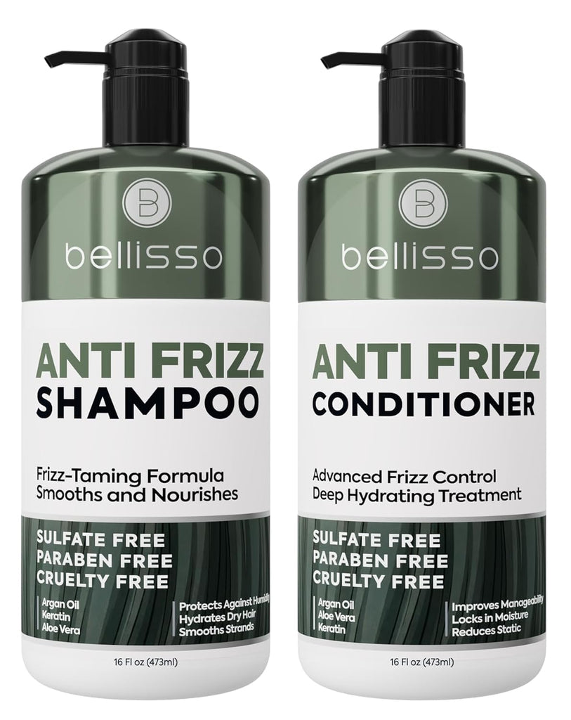 Anti Frizz Shampoo and Conditioner Set - Sulfate Free Hair Care Products for Women and Men - Frizzy Hair Control - Hydra