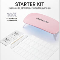 Dashing Diva Glaze Nail Starter Kit - Daikon - Long Lasting, Chip Resistant, Semi-Cured Gel Nail Strips - 7-Piece Manicu