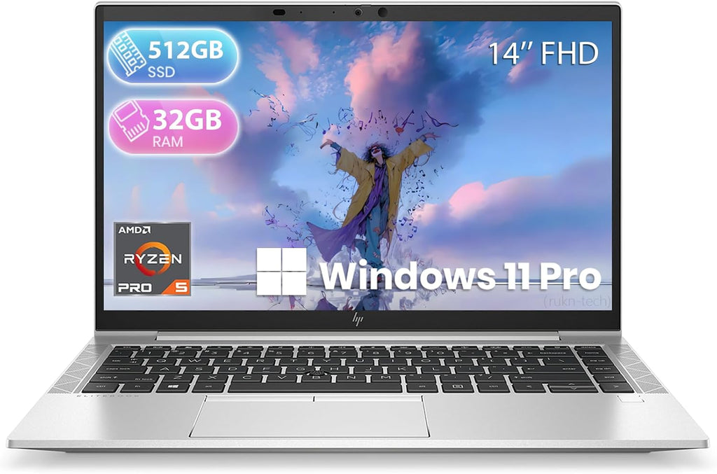 HP EliteBook 845 G8 Business Laptop, 14-inch FHD IPS Display, AMD Ryzen 5 Pro 5650U 6 Core, 32 GB DDR4 RAM, 512 GB SSD,