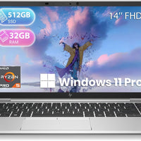 HP EliteBook 845 G8 Business Laptop, 14-inch FHD IPS Display, AMD Ryzen 5 Pro 5650U 6 Core, 32 GB DDR4 RAM, 512 GB SSD,