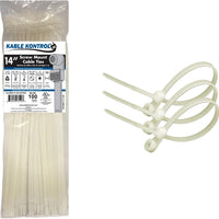 Kable Kontrol Screw Hole Zip Ties 14 Inch 100 Pcs Natural White 120lbs Test