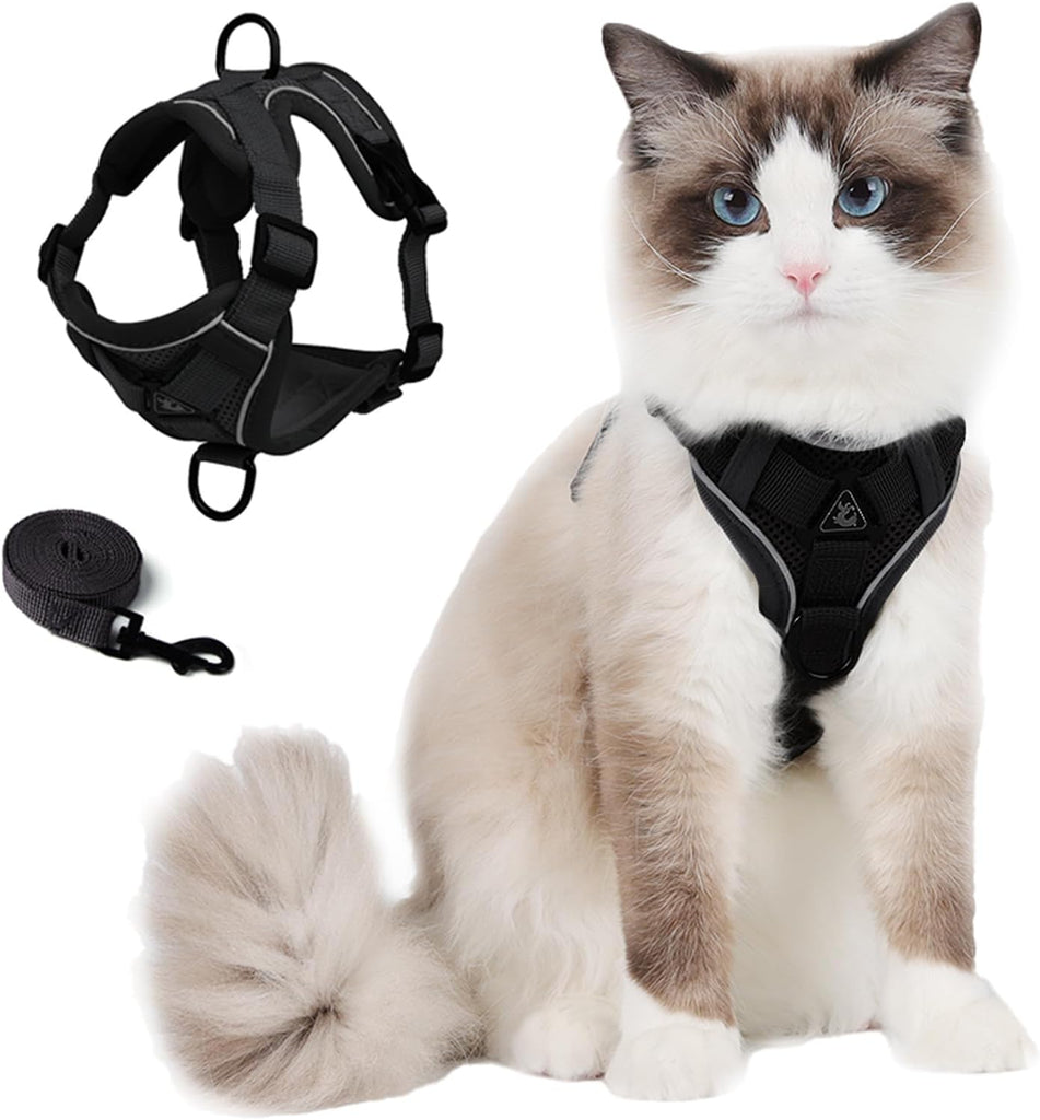 Skmeditec Cat Harness and Leash Set: Upgraded Escape Proof Vest with Lead for Large Cat Small Dog Puppy Walking, Soft Ja