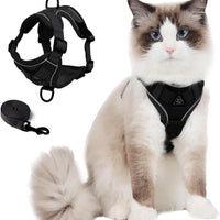 Skmeditec Cat Harness and Leash Set: Upgraded Escape Proof Vest with Lead for Large Cat Small Dog Puppy Walking, Soft Ja
