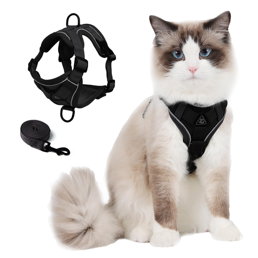 Skmeditec Cat Harness and Leash Set: Upgraded Escape Proof Vest with Lead for Large Cat Small Dog Puppy Walking, Soft Ja