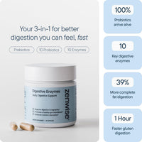 Zenwise Health Enzimas digestivas para la salud intestinal y el alivio de la hinchazón, suplemento de digestión de múltiples enzimas con probióticos, bromelina y papaya para apoyo a la salud digestiva