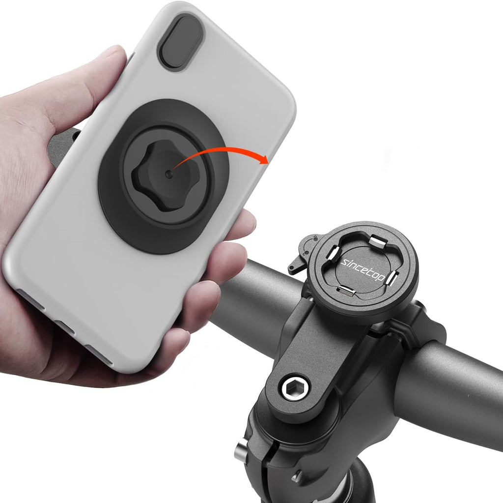 sincetop Bike Phone Mount,Mountain Bicycle Stem Cap Phone Holder,Universal Aluminum Handlebar Phone Clamp,MTB Road Bike
