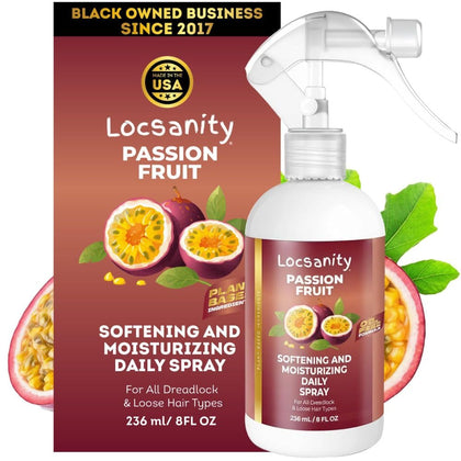 Loc Spray - Locsanity Daily Moisturizing Refreshing Spray for Dreadlocks, Locs, Sisterlocks - Passion Fruit Hair and Scalp Moisturizer for Dry Locs, Braids - Lightweight Plant-Based Care (8 fl oz)
