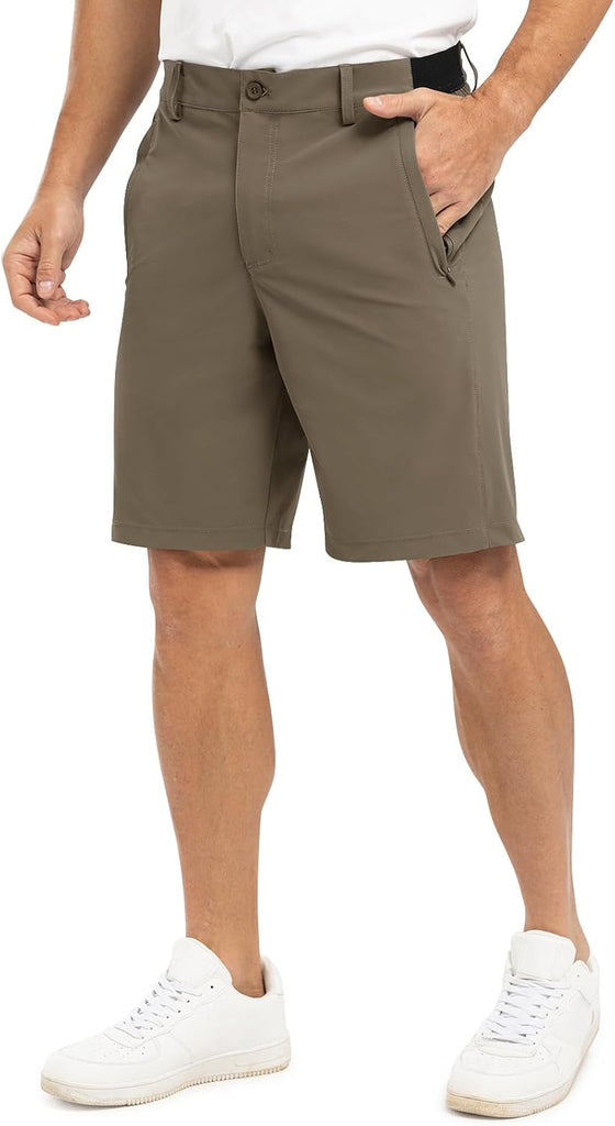 TBMPOY Men's 9" Golf Shorts Stretch Lightweight Dress Casual Work Brown 44