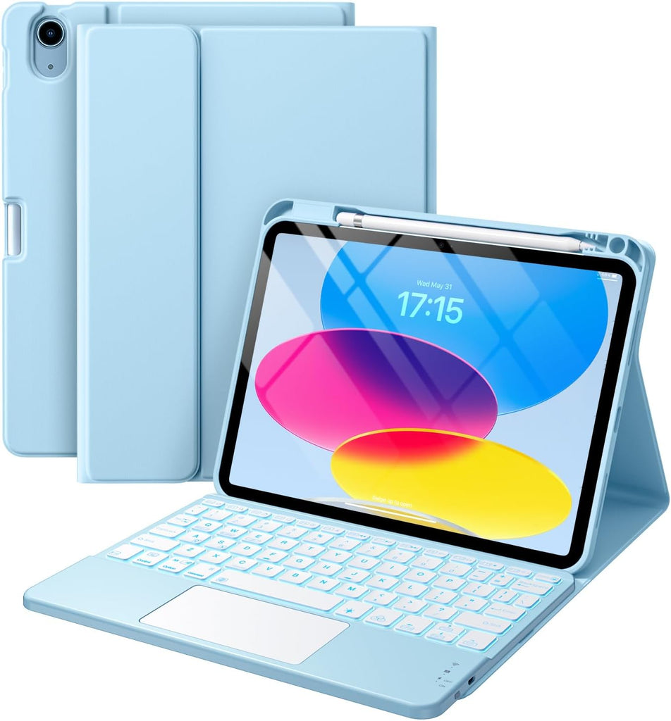 Funda con Teclado Harvopu para iPad 11" (A16) / iPad 10.ª Gen - Celeste