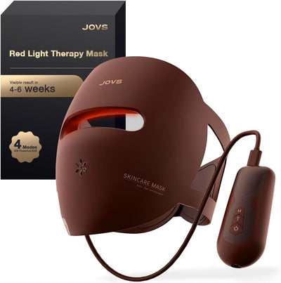 JOVS Máscara de terapia de luz roja 3D para cara, 328 LED, cobertura facial completa, 4 modos de luz, máscara facial inalámbrica de terapia de luz LED para el aspecto de arrugas