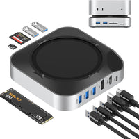 BAOZEE Mac mini M4 Dock with NVMe SSD Enclosure, Docking Station Dual Monitor for Mac mini M4/M4 Pro, 6-Port USB-C Hub w