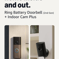 Ring Battery Doorbell (newest model), Matte Mocha with Indoor Cam Plus, Black
