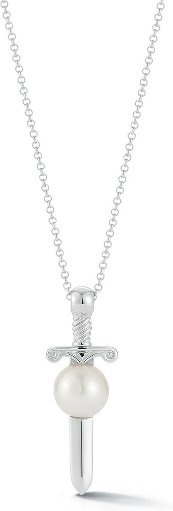 MATEO New York Sterling Silver Sword in Pearl Necklace