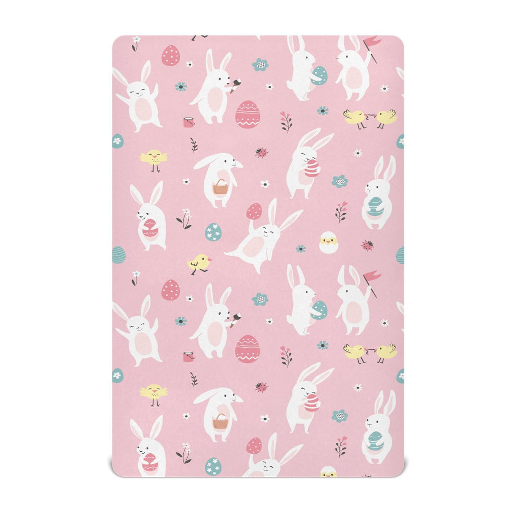 Crib Sheets for Boys Girl Easter Rabbits Eggs Breathable Mini Crib Mattress Sheets Fitted,Toddler Baby Sheets for Crib M