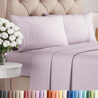 Full Size 4 Piece Sheet Set - Breathable & Cooling Sheets - Light Lavender