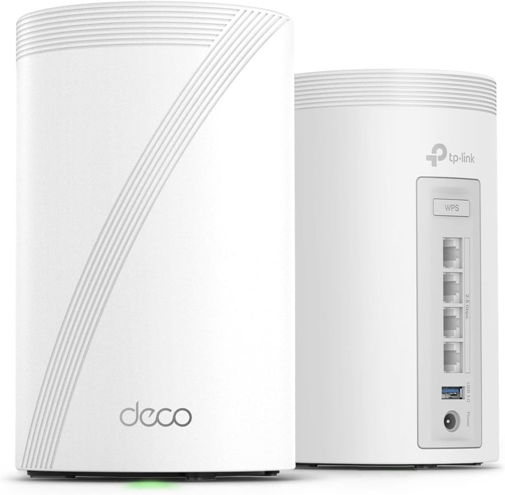 TP-Link Deco 7 Pro BE63 Tri-Band WiFi 7 BE10000 Whole Home Mesh System- 6-Stream 10 Gbps, 4x2.5G Ports Wired Backhaul, 4X Smart Internal Antennas, VPN, HomeShield (2-Pack)