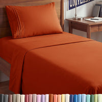 Twin XL 3 Piece Sheet Set - College Dorm Room Essentials - Terracotta