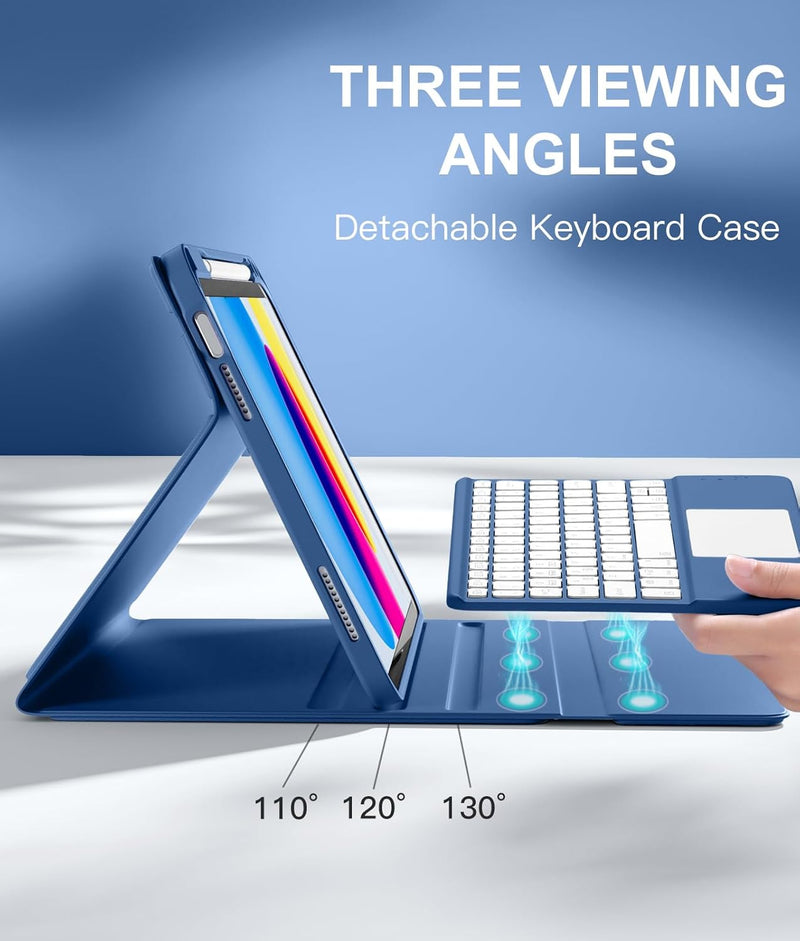 Funda con Teclado Harvopu para iPad 11" (A16) / iPad 10.ª Gen - Azul Marino