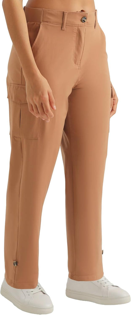Women's Lightweight Cargo Capri Hiking Pants(Mocha Brown,M)