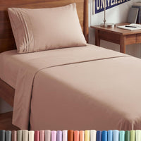 Twin XL 3 Piece Sheet Set - College Dorm Room Essentials - Mauve