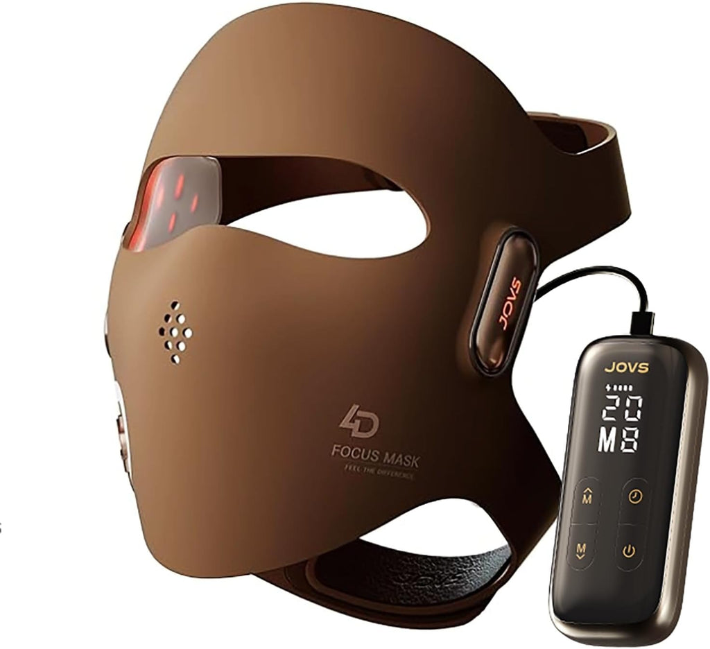 JOVS Máscara de terapia de luz láser 4D – Terapia de luz roja para cara, terapia de luz con máscara facial LED, 6 veces más potente que LED, tecnología FPT, 4 longitudes de onda, antienvejecimiento
