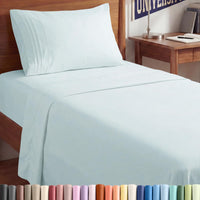 Twin XL 3 Piece Sheet Set - College Dorm Room Essentials - Ice Blue