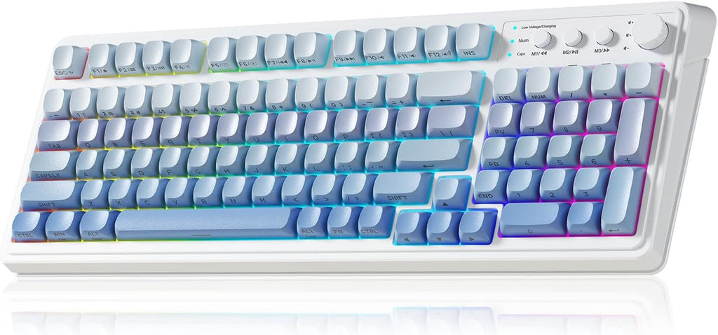 AULA S99 Gaming Keyboard, Wireless Computer Keyboards with Media Knob