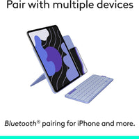 Logitech Flip Folio, Keyboard Case for iPad Pro 13-inch (M4 & M5) & iPad Air 13-inch (M2, M3 & M4) (2024, 2025 & 2026) - Protective & Stowable Bluetooth Keyboard Case, Multi-Device - Lilac