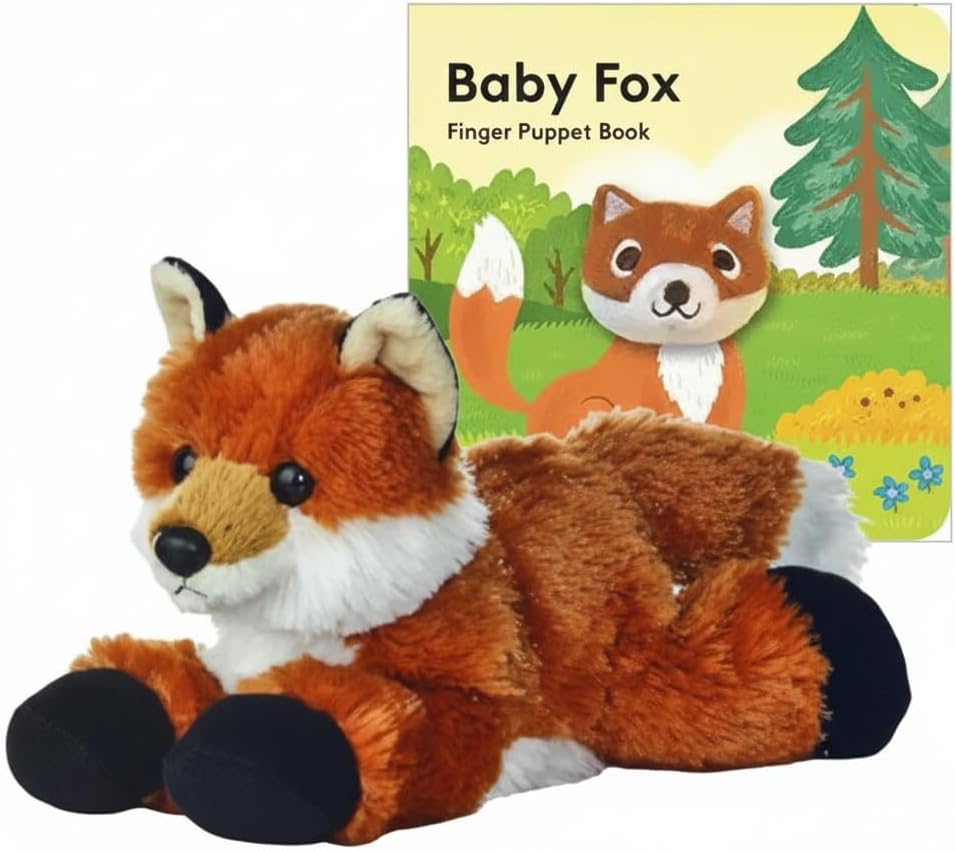 Aurora Mini Flopsi Foxxie 8"" Stuffed Animal & Finger Puppet Storybook – Soft, Cuddly, Unique Orange Fox Plush Toy for A