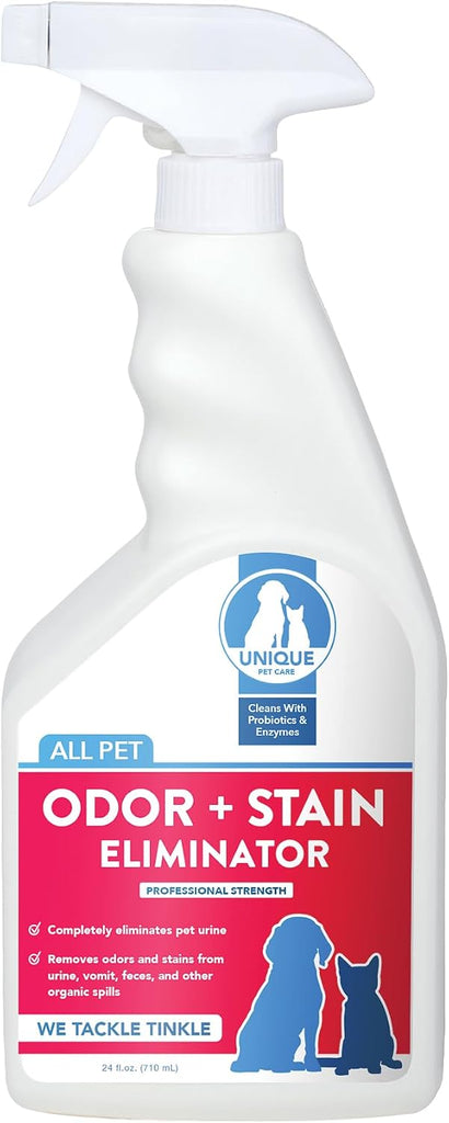 Unique Pet Odor and Stain Eliminator - 24 oz. Ready-to-Use Liquid Spray - Bio-Enzymatic Formula Eliminates Old and New P