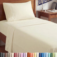 Twin XL 3 Piece Sheet Set - College Dorm Room Essentials - Off White